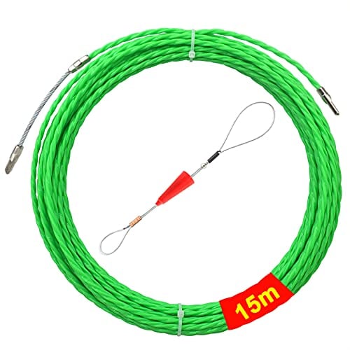 Spirale di ritiro in poliestere da 15 m, con molla di guida, nastro di ritiro φ4,5 mm, cavo di alimentazione ideale per la posa di cavi tubi vuoti, verde