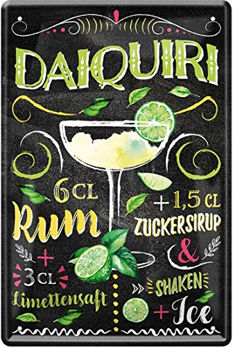 Daiquiri Cocktail Rezept Rum Limette Zuckersirup 20 x 30 cm Bar Party Keller Deko Blechschild 774