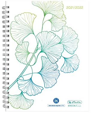 Herlitz 50034901 Schülerkalender 2021/2022, A5, Motiv: GREENline Ginkgo, 1 Stück
