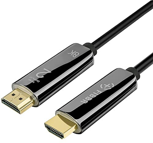 FIBBR Optic HDMI 2.1 Cable, UHD 48Gbps 8K@60Hz 4K@120Hz Optical Cable, Supports eARC,HDCP 2.3,ARC, Compatible with PS5/PS4,Xbox,Apple TV,Home Theater, Survallance System (16.4ft/5m)