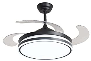 Pepeo Ganuwa mit LED Beleuchtung inklusive Fernbedienung, verfügt innovativer Ein- und Ausklappmechanismus der Flügel [60 Watt], Schwarz