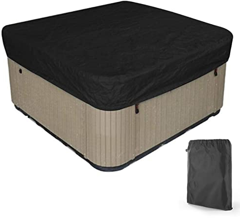 SJASD Whirlpool Abdeckung Winter,Whirlpool Outdoor aufblasbar SPA Hot Tub Pool,Wasserdicht Schutz vor Wind UV schützende Abdeckung für Whirlpool für Gartenmöbel,Schwarz,220×220×90cm