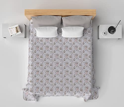 HomeLife Copriletto Singolo Cotone Primaverile/Estiva Made In Italy [170x280] | Coperta Cotone per Letto Singolo Leggera e Colorata | Copri Letto Traspirante Fantasia Floreale Rose | Rosa e Beige