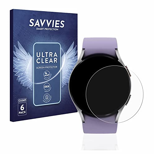 Savvies Schutzfolie für Samsung Galaxy Watch 5 (40mm) | 6 Stück Transparenter Displayschutz Made in Germany Ultra-Klar Displayschutz-Folie