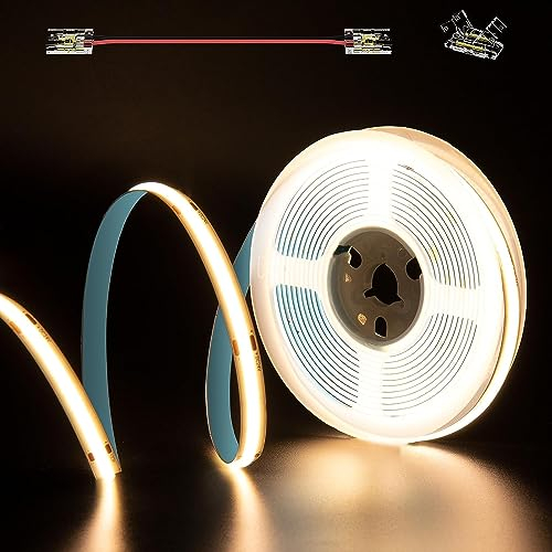 PAUTIX COB LED Streifen Warmweiss 3000K DC24V,5m 480LEDs/M Flexibel CRI93+ LED Strip Lights für Schlafzimmer Küche DIY mit 8mm Cob Verbinder(Netzteil nicht im Lieferumfang enthalten)