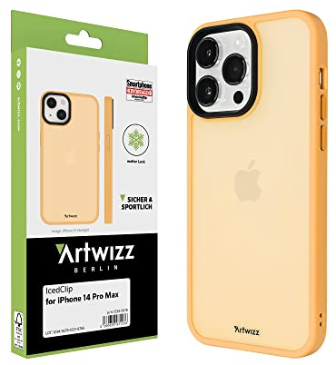 Artwizz IcedClip kompatibel mit iPhone 14 Pro Max - Mattes Vereistes Design, Rückseite mit Soft-Touch-Beschichtung, Tiger-Orange