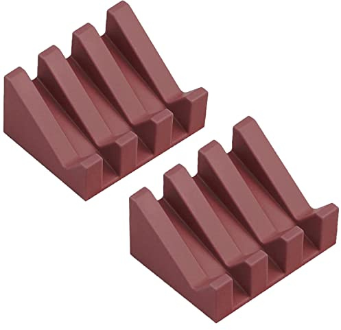 Ygapuzi Silicone Soap Dish with Drain for Shower Slanted Waterfall Bar Soap Holder Tray Easy Cleaning Soap Saver Mat for Sink Bathroom Kitchen Accessories, Extend Soap Life (Wine Red - 2Pack)