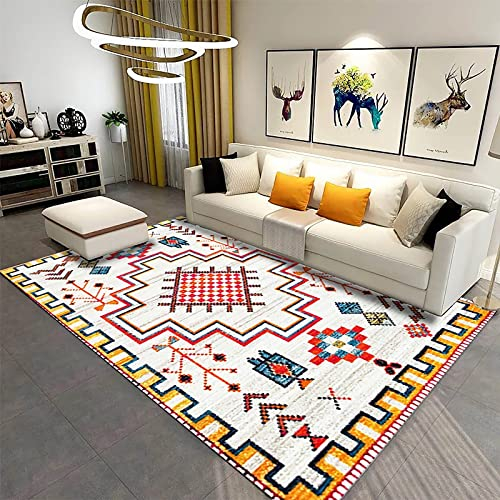 Teppich Teppich babyzimmer mädchen deko Balkon rot gelb blau Retro geometrisch Design Wohnzimmerteppich kinderzimmerteppich Junge 80x120cm