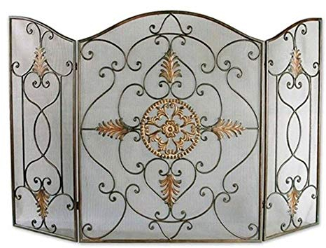 FLBT Antik-Vintage-Kamin-Feuerschutz-Surround-Spark-Mesh-Kinderzimmer-Bildschirm, 3-teiliger Faltbarer Kamin-Flammenschutz, 83 cm hoch Needed