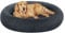 Feandrea Hundebett flauschig, Katzenbett, Donut Kissen, waschbar, Polsterung in der Mitte herausnehmbar, Langer Plüsch, 120 cm Durchmesser, dunkelgrau PGW043G02