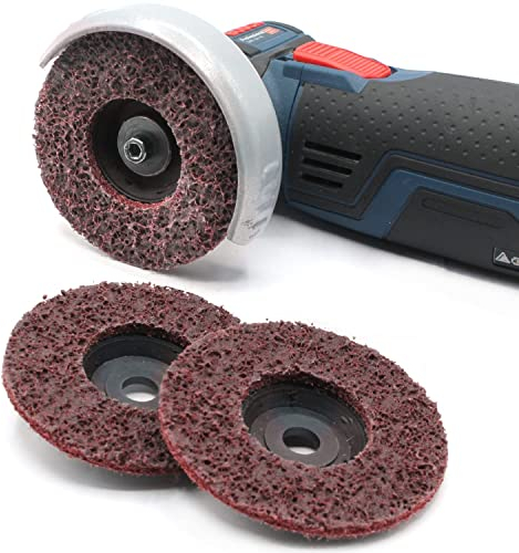 3x Schleifvlies Reinigungsscheibe Schleifscheiben Poliervlies Schleifpad Reinigung 76 mm für Würth PWSA BTI Parkside Bosch GWS 10,8-12V Akku Winkelschleifer Fein, Mittel, Grob, Set (Rot = Mittel)