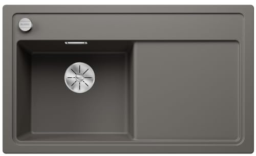 BLANCO ZENAR 45 S | Granitspüle aus SILGRANIT vulkangrau | Hauptbecken | [86x51x20,2 cm] | für 45 cm breite Unterschränke | Hauptbecken links | Reinigungsfreundlich | Großes Becken