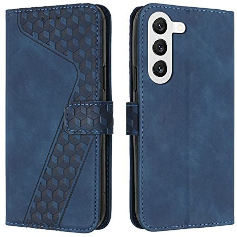 OKZone Cover per Samsung Galaxy S23 Plus, Custodia in PU Pelle per Samsung S23 Plus, Custodia a Libro Protettiva Folio Portafoglio con Magnetica e Slot per Carte Wallet Case Flip Cover (Blu)