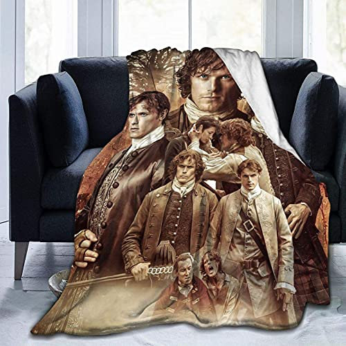 Outlander Jamie Fraser Collagedecke, weiches Flanell, warm, flauschige Decke für Couch, Büro, Picknick, Reisen, beste Freundin, Gedenkfeier, Geburt, 125 cm x 100 cm