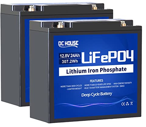 DCHOUSE 2 Stück 12V 30Ah LiFePO4 Akku Lithium Akku wiederaufladbar mit 3000 Mal Tiefzyklus und BMS Schutz für Signal, Rollstuhl, Solar, Marine, Wohnmobil, Gabelstapler und Golfwagen