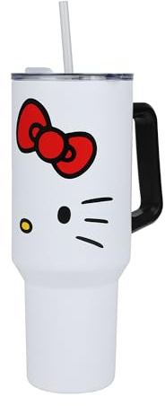 Bioworld Hello Kitty - Vaso de acero inoxidable con tapa a prueba de fugas (1,134.0 g)