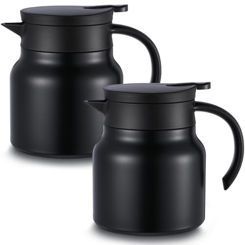 Ziliny 2 Pcs 27 oz Thermal Coffee Carafes for Keeping Hot/cold Stainless Steel Small Coffee Creamer Container Double Wall Vacuum Insulated Tea Pot Milk Beverage Dispenser for Party Home (Black)