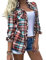NSICBMNO Chemises à carreaux pour femme - Chemise de cowboy avec poches - Haut à manches longues - Chemise boutonnée pour femme - Chemisiers surdimensionnés pour petit ami - Cardigan ouvert sur le