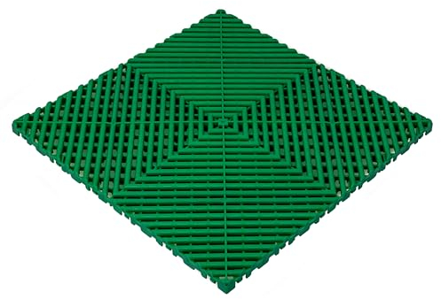 Floor Brothers Klickfliesen für Werkstatt Garage Messen Halle Showroom | Bodenfliesen in 39,5x39,5cm Grün