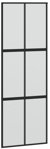 vidaXL Porta Scorrevole Nera 76x205 cm in Vetro Temperato e Alluminio