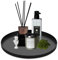 MUXHEL Bandeja redonda negra con antideslizante, diámetro de 32 cm, bandeja decorativa de acero inoxidable, bandeja de metal para servir, plato decorativo para corona de Adviento, platos decorativos