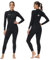 Owntop Damen Neoprenanzug 3/2mm - Vorderer Reißverschluss Voll Tauchanzüge, Stretch Pro Neopren-Nassanzug Thermische Volle Länge Tauchhaut zum Surfen Schnorcheln, Damen Schwarz XL