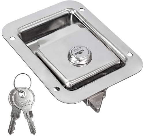 Trucky Ersatz Schloss Türschloss für Truckbox Verschlusseinheit Deichselbox Außenschloss Griffplattenschloss Latch Lock Edelstahl Abschließbar