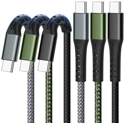 3-Pack 1M 60W USB C to USB C Cable - Nylon Braided Type C Fast Charging Cable for Samsung, iPhone 15 Pro Max, Pixel 8 7, Redmi, iPad Pro, MacBook Pro