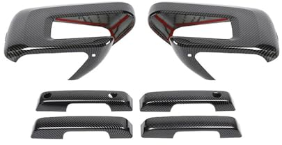 Spiegelkappen Auto Rückspiegel Abdeckung Türgriff Greifen Dekoration Abdeckung Trim Aufkleber Auto Außen Zubehör Für F1&50 2021 2022 2023 (Farbe : Carbon Black)
