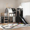 vidaXL Lit superposé sans Matelas avec Toboggan Blanc Noir 90x200 cm
