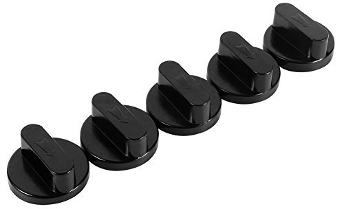 5Pcs Gas Stove Knob,Black Universal Gas Stove Control Knobs Adaptors,Cooker Replacement Knobs for Kitchen Cooktop Gas Stove & Various Ovens,Precise Temperature Control