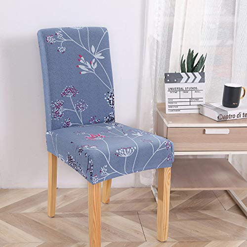 Stuhlhussen Blau Stuhlüberzug Weich Spandex Stuhlhussen Schwingstühle Stuhlbezug Waschbar Stuhl überzug Abnehmbare Stuhlbezüge mit Gummiband Hussen für Stühle Stuhlhussen 6er Set