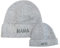 MAMARELLA Partnerlook Mützen Set in Grau, aus weichem Strick, Mama Baby Mütze Beanie, Mini Stickerei, Baby Geschen Geburt