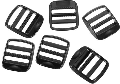 sourcing map Metal Ladder Lock Slider, 6Pcs 1 - Zinc Alloy Buckle Adjuster Webbing Strap Release Buckles for Backpack Strap Accessories Replacement (Black)