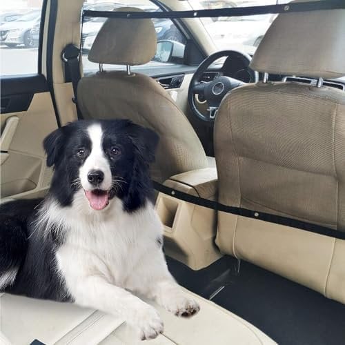Dog Guard for Car,Car Barrier Vehicle Pet Barrier Backseat Mesh Dog Car Divider Net,Adjustable durable Pet Barrier for SUVs,Vans and Trucks,Heavy-Duty Mesh Dog Barrier Easy Installation 115 x 62 cm