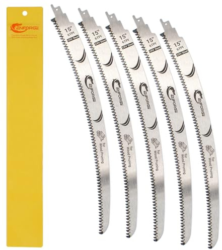 CENFORGE Japanese Teeth Wood Pruning Reciprocating Saw Blades, 380mm, 6 TPI, Arc Edge Wood Pruning Saw Blades for Tree Trimming, for Sawzall Blades for Trees (5 Blades)