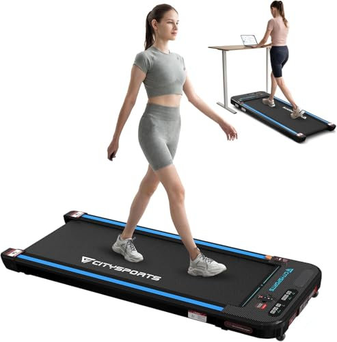 CITYSPORTS Laufband | Elektrisches Walking pad für Zuhause, Mit Bluetooth-Musikwiedergabefunktion, LED-Anzeige und Riemenscheibe 1-6KM/H, 110KG (Schwarz)