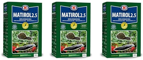 Peyca 3 Unidades Matirol 2.5 500gr. Cebo en granulas para Caracoles y babosas. Molusquicida. De Larga duracion. Contiene Repelente. Listo para Usar