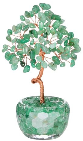 CrystalTears Green Aventurine Crystal Tree Healing Crystal Tree Life for Home Office Living Room Decor Handmade Gemstone Money Trees for Money Positive Energy Good Luck Gifts for Women Birthday