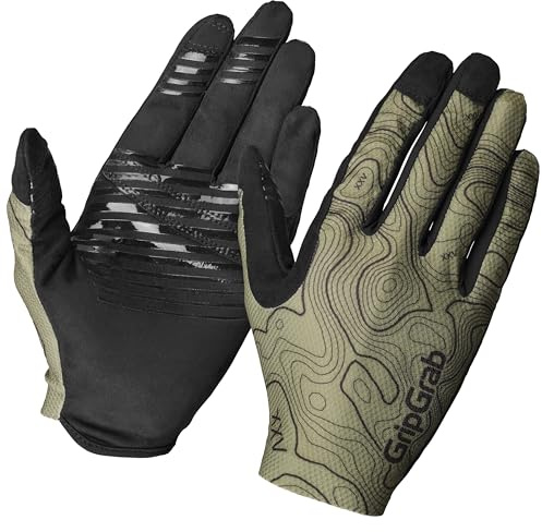 GripGrab Rebel Sommer MTB Handschuhe Langfinger Fahrradhandschuhe Gravel | Ungepolstert, recyceltes Microsuede, Anti-Rutsch-Silikonprints, Touchscreen-Fingerspitzen, elastischer Bund, Vollfinger