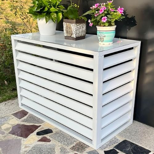 YLANMEI Cubierta de Aire Acondicionado para Exteriores de aleación de Aluminio, a Prueba de Polvo, Impermeable, Adecuada para Aires acondicionados para Exteriores,White-B100*50 * 70cm