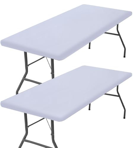 GORGECRAFT 2 Packung wasserdichte Elastische Tischdecke Aus Stoff Rechteckige Picknick Tischdecke Passend Für 6 Fuß Klapptische Waschbare Und Abwischbare Tischdecken Für Camping Bankette Im Freien