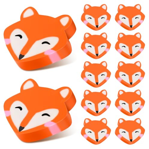 Operitacx 50 Stück Fuchs Radiergummis für Kinder, Mini Radiergummi Set aus weichem TPR, Lustige Tier-Radierer als Mitgebsel für Kindergeburtstag & Belohnung Klassenzimmer