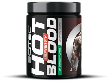 Scitec Nutrition Hot Blood Infinity - Complejo de ingredientes activos - Alto contenido en cafeína - Electrolitos - Monohidrato de creatina Creapure®, 350 g, Kiwi-Fresa
