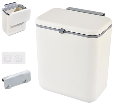 BTIUGYI Hängender Mülleimer 10L Faltbar mit Deckel, Eimer Hängend für Wohnmobil, Küche, Bad, Garten, Faltbarer Mülleimerwohnwagen aus PP+TPE