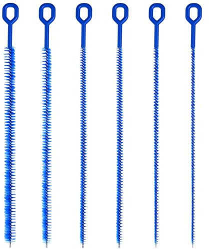 Lot de 6 brosses de nettoyage pour paille - Extra longues - Poils complets en nylon - 32 cm - Réutilisables - Accessoires pour bouteilles d'eau, gobelets en verre (4/6/8/10/12/15 mm)