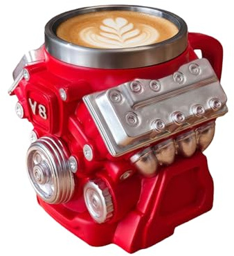 Genérico Taza de Motor V8 | Vajilla Para Té Con Estilo Clásico - Taza de Leche de Doble Pared - para Entusiastas del Automóvil, Mecánicos, Ingenieros, Regalo Cumpleaños, Oficina y Taller