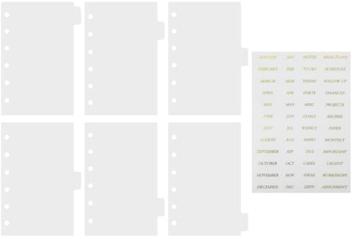HORIALENCE 6 Blätter Trennblätter A7 6 Loch Ordner Transparente Ordnerteiler Kunststoff A7 Registertabs für Ringbuch Notizbücher und Büroablage