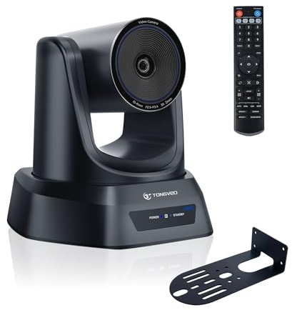 TONGVEO Cámara de conferencia 4K 3X PTZ con seguimiento automático de IA | 4K @30fps UHD (HDMI), zoom óptico 3x, gran angular de 93°, para transmisión en vivo, videoconferencia, zoom, YouTube y OBS