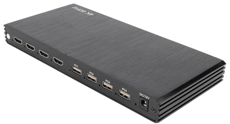 Sxhlseller Conmutador Multivisor HDMI 4x1 con KVM, 4K 8 Modos de Visualización de Pantalla, PIP, Quad, RS232 y Control IR, para Video Wall, Monitoreo y Gestión de Múltiples PC (Enchufe de la UE)